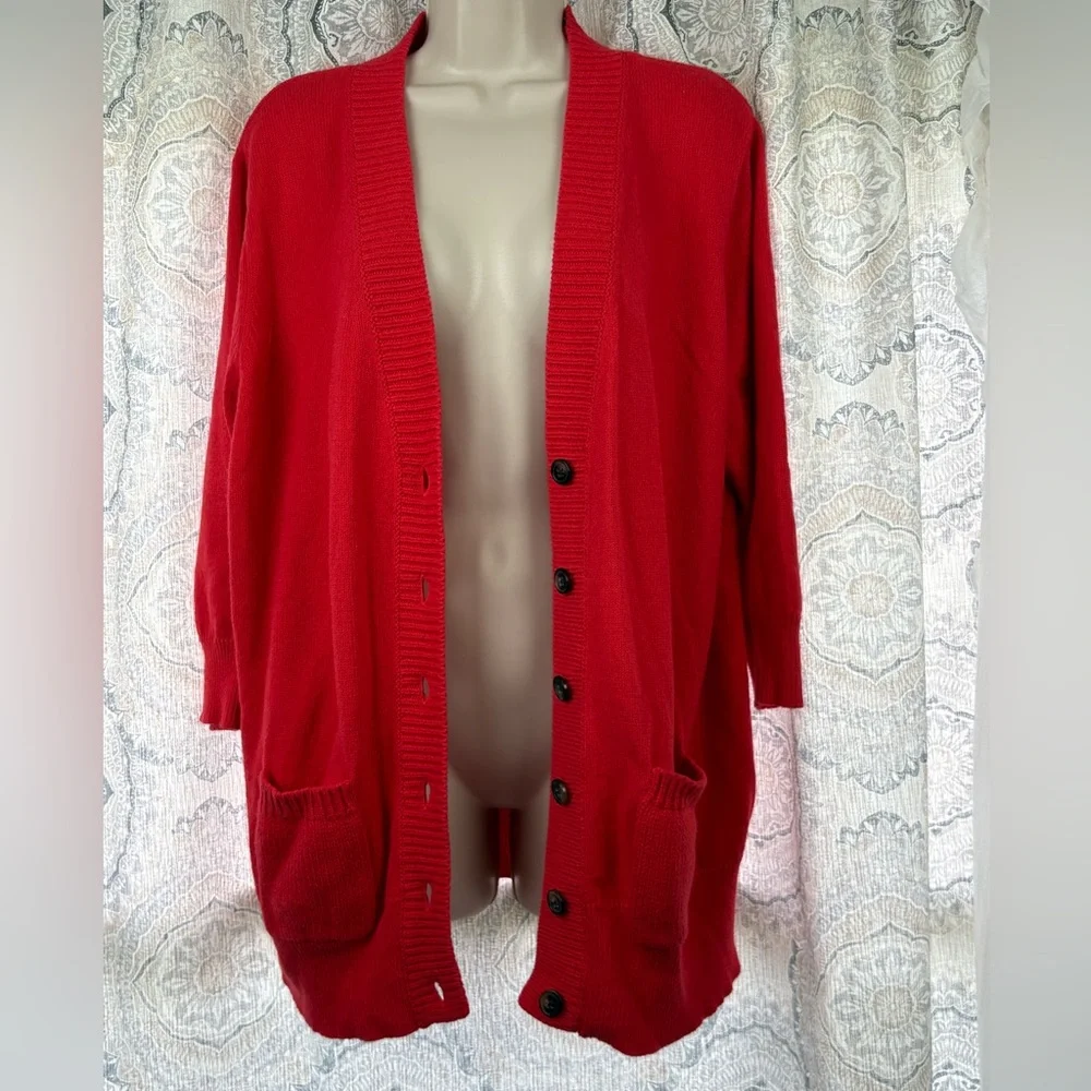 Old Navy Retro Vibrant Red Knit Cardigan NWOT
